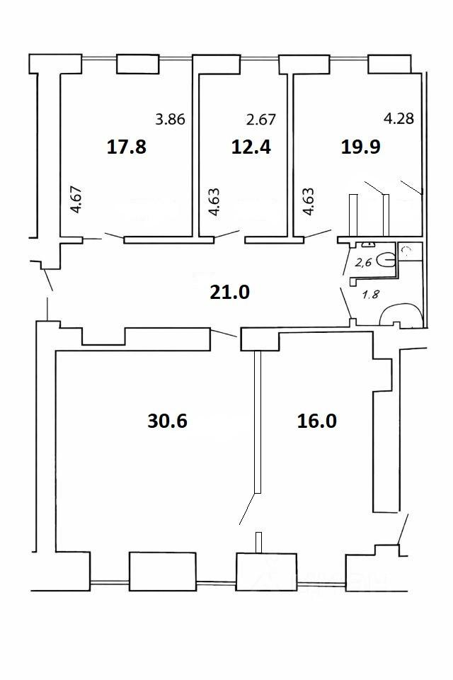 4-комнатная 123 м2 в ЖК undefined корпус null этаж 2