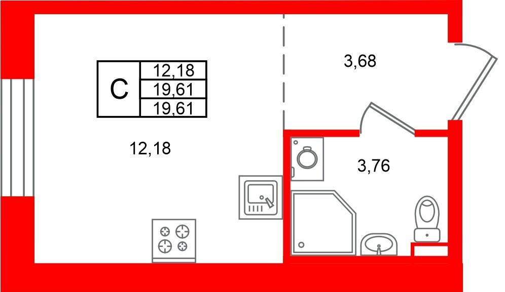 Студия 19 м2 в ЖК Аннино Сити корпус null этаж 1