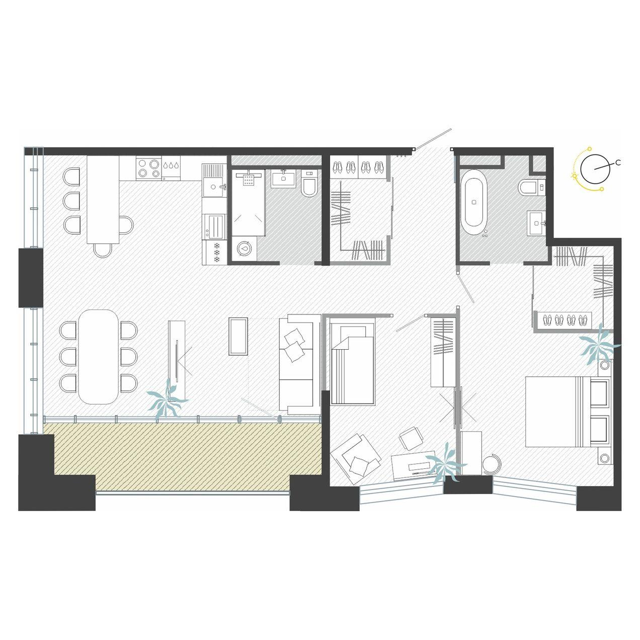 3-комнатная 92 м2 в ЖК R4 корпус null этаж 6