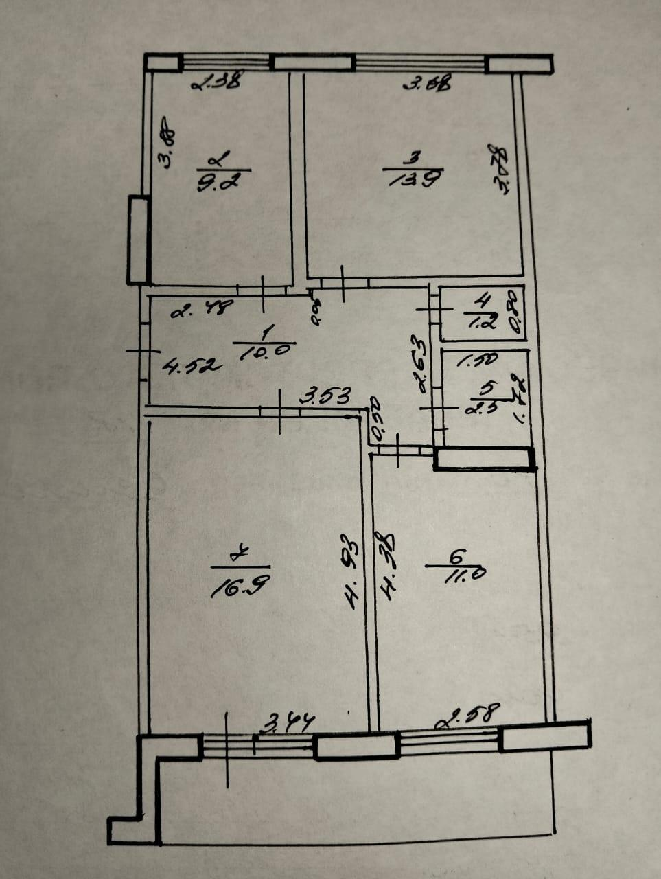 3-комнатная 64.7 м2 в ЖК undefined корпус null этаж 5
