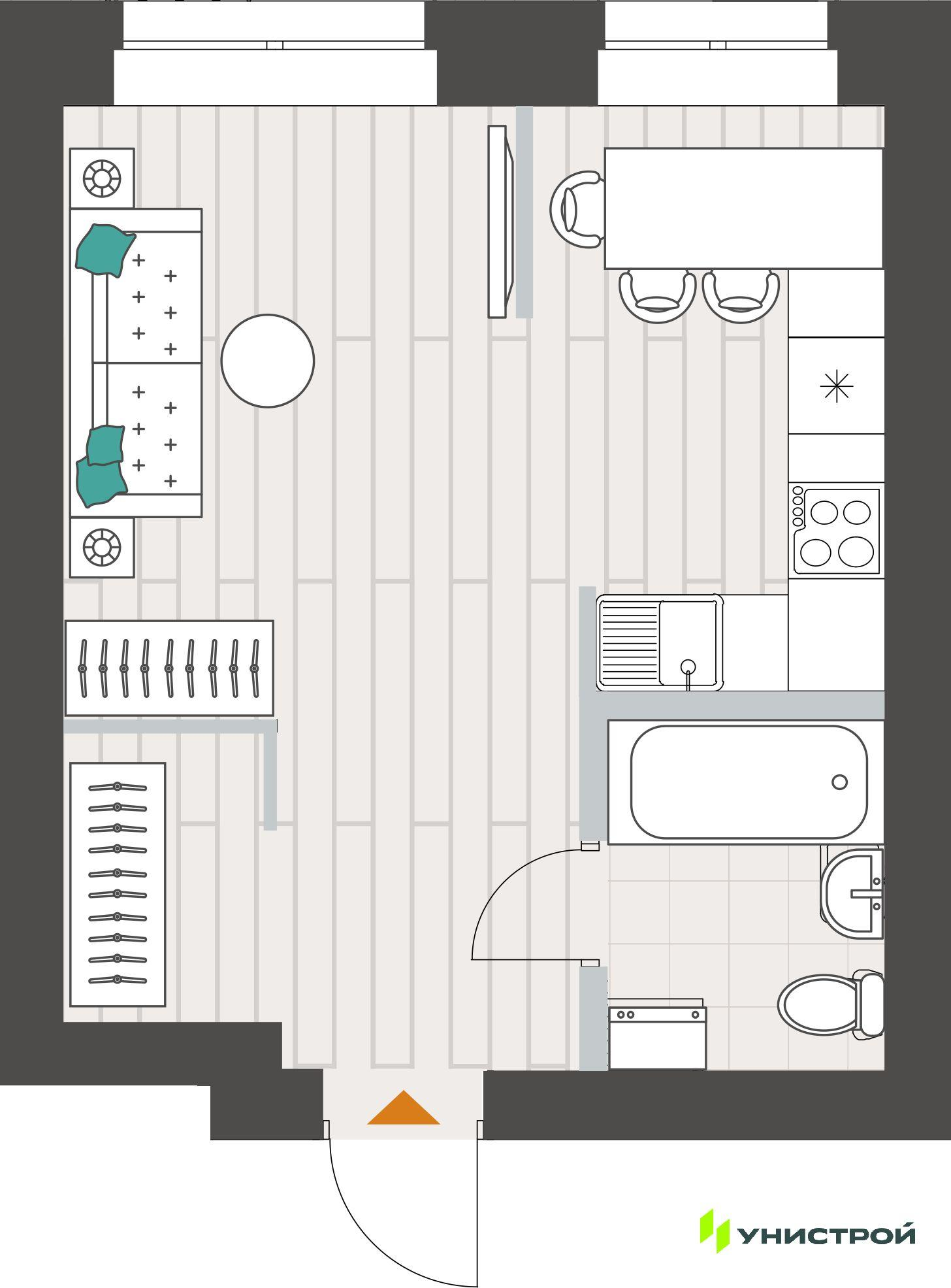 Студия 29 м2 в ЖК Аквамарин корпус null этаж 4