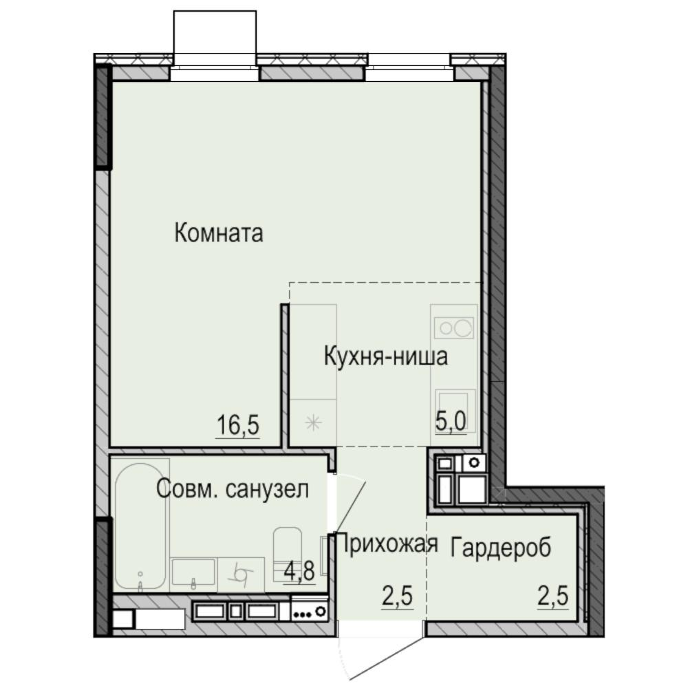 Студия 31 м2 в ЖК Скандинавия корпус null этаж 14