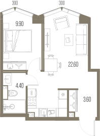 1-комнатная 40 м2 в ЖК Северный порт. Береговые кварталы корпус null этаж 18