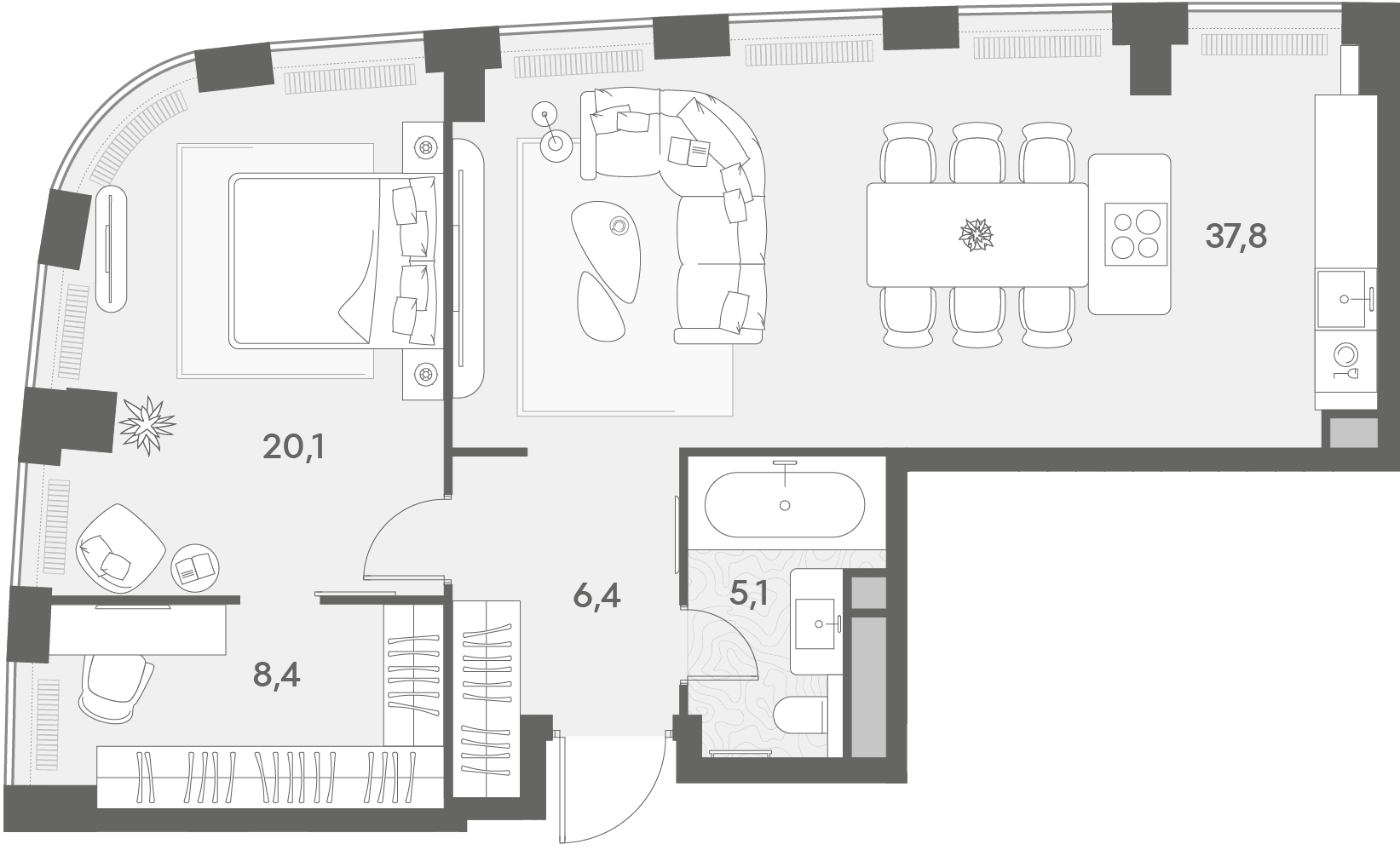 1-комнатная 77 м2 в ЖК Энигмия корпус null этаж 11