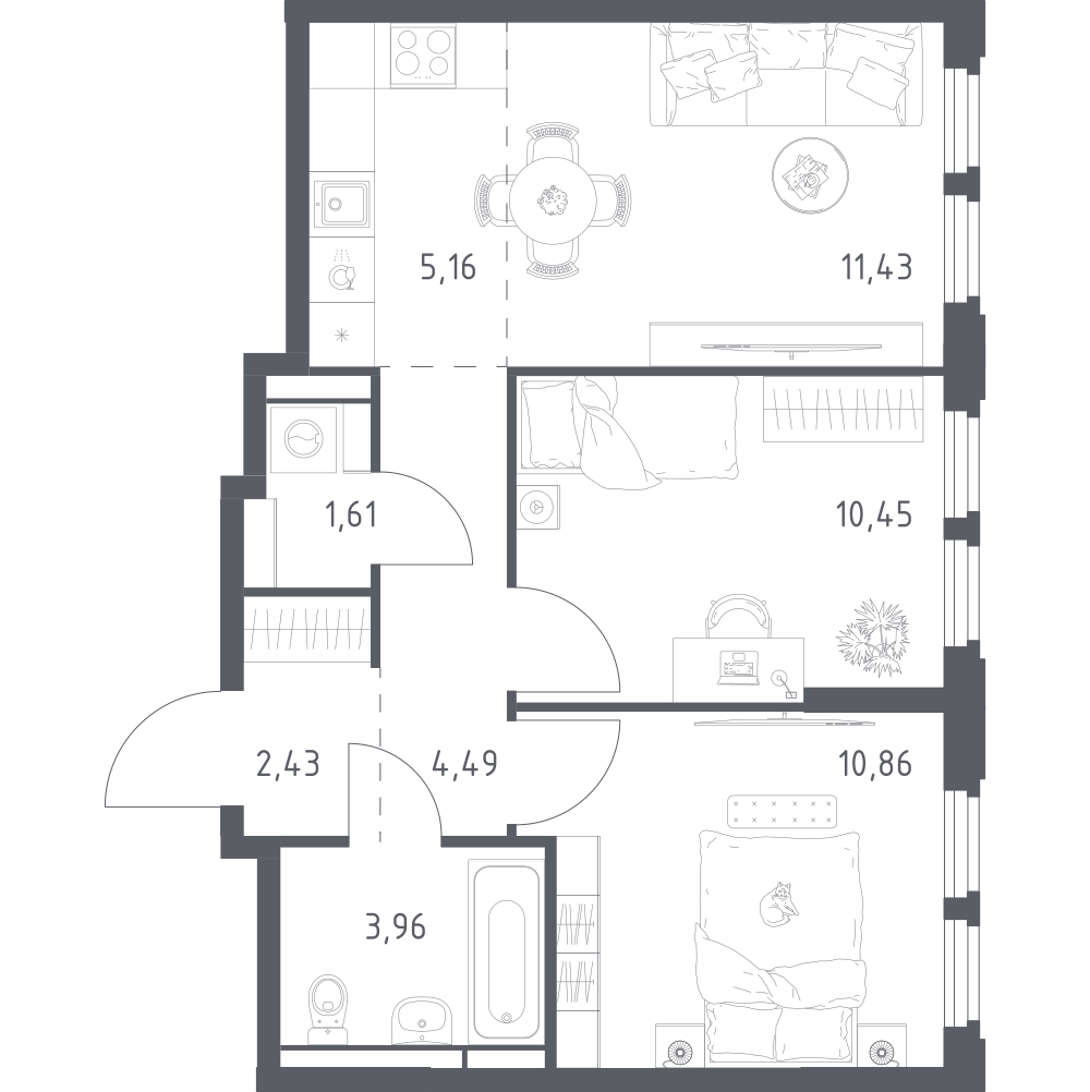 Студия 50 м2 в ЖК Космический Квартал корпус null этаж 5