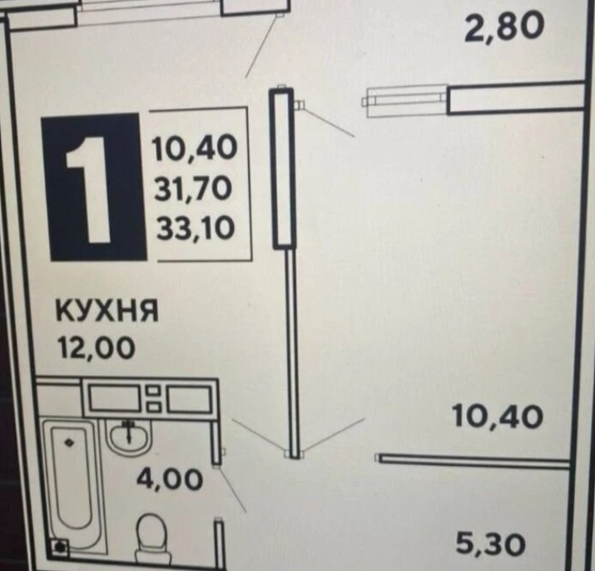 1-комнатная 34 м2 в ЖК undefined корпус null этаж 12