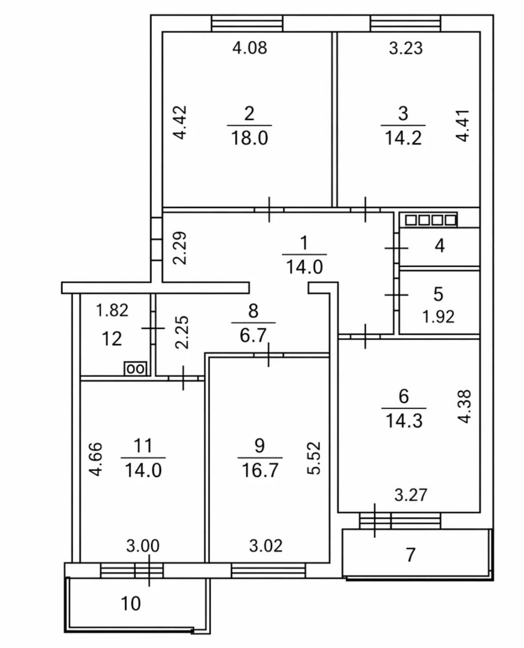 4-комнатная 107.3 м2 в ЖК undefined корпус null этаж 9