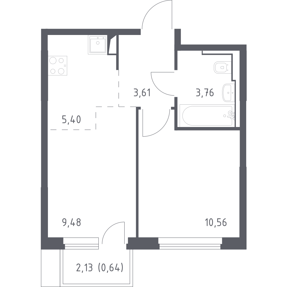Студия 34 м2 в ЖК Остафьево корпус null этаж 3