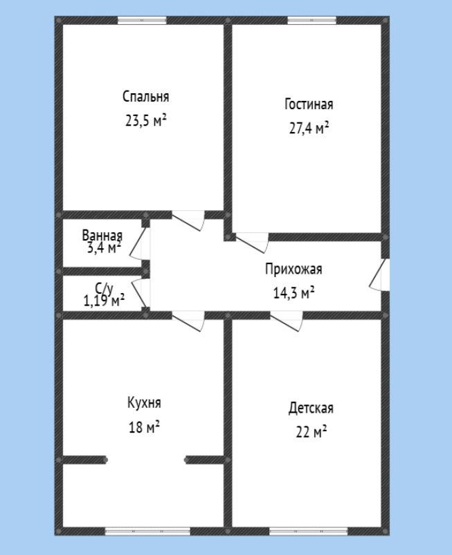 3-комнатная 110 м2 в ЖК undefined корпус null этаж 2