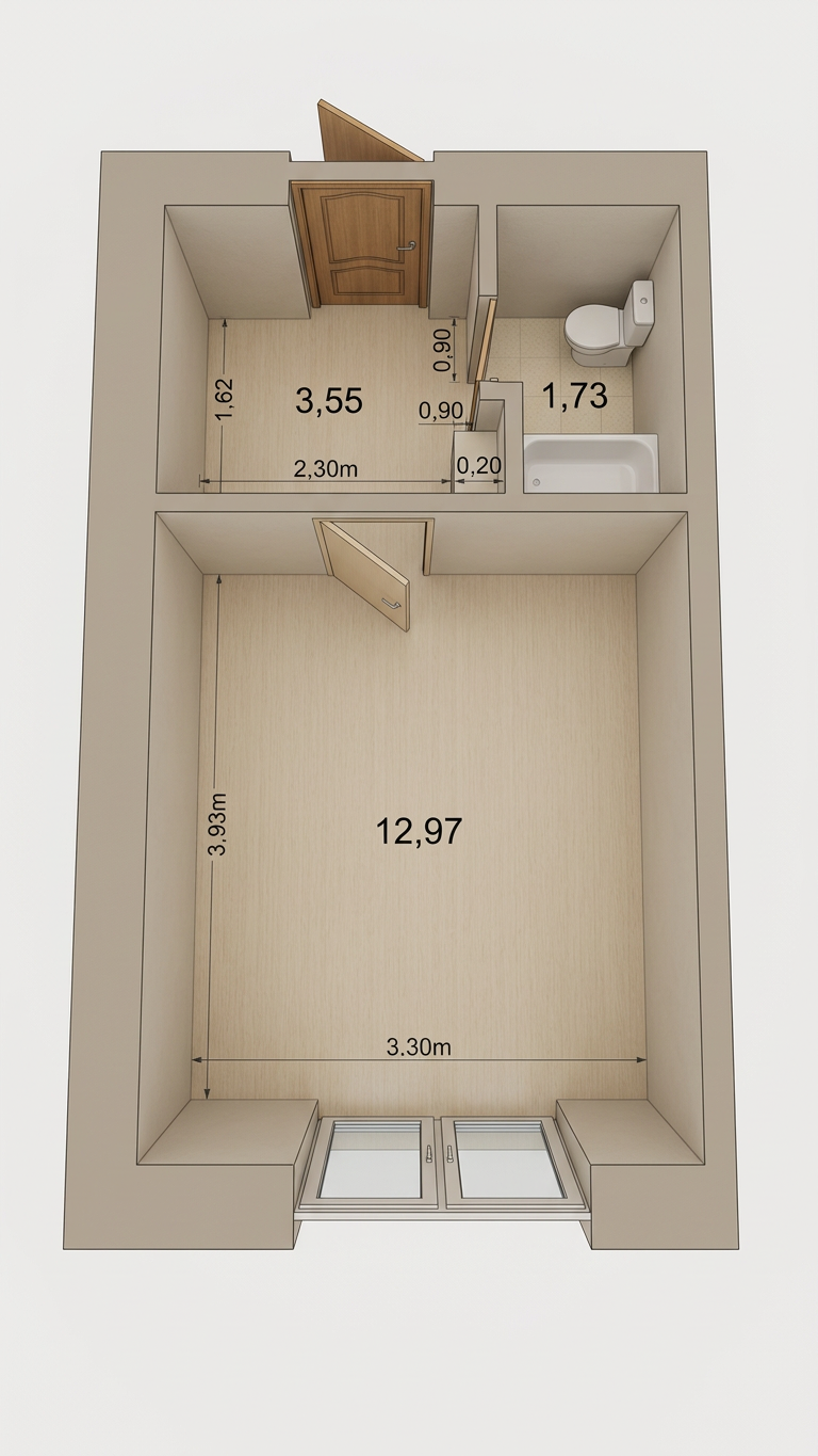 Студия 18.3 м2 в ЖК undefined корпус null этаж 1