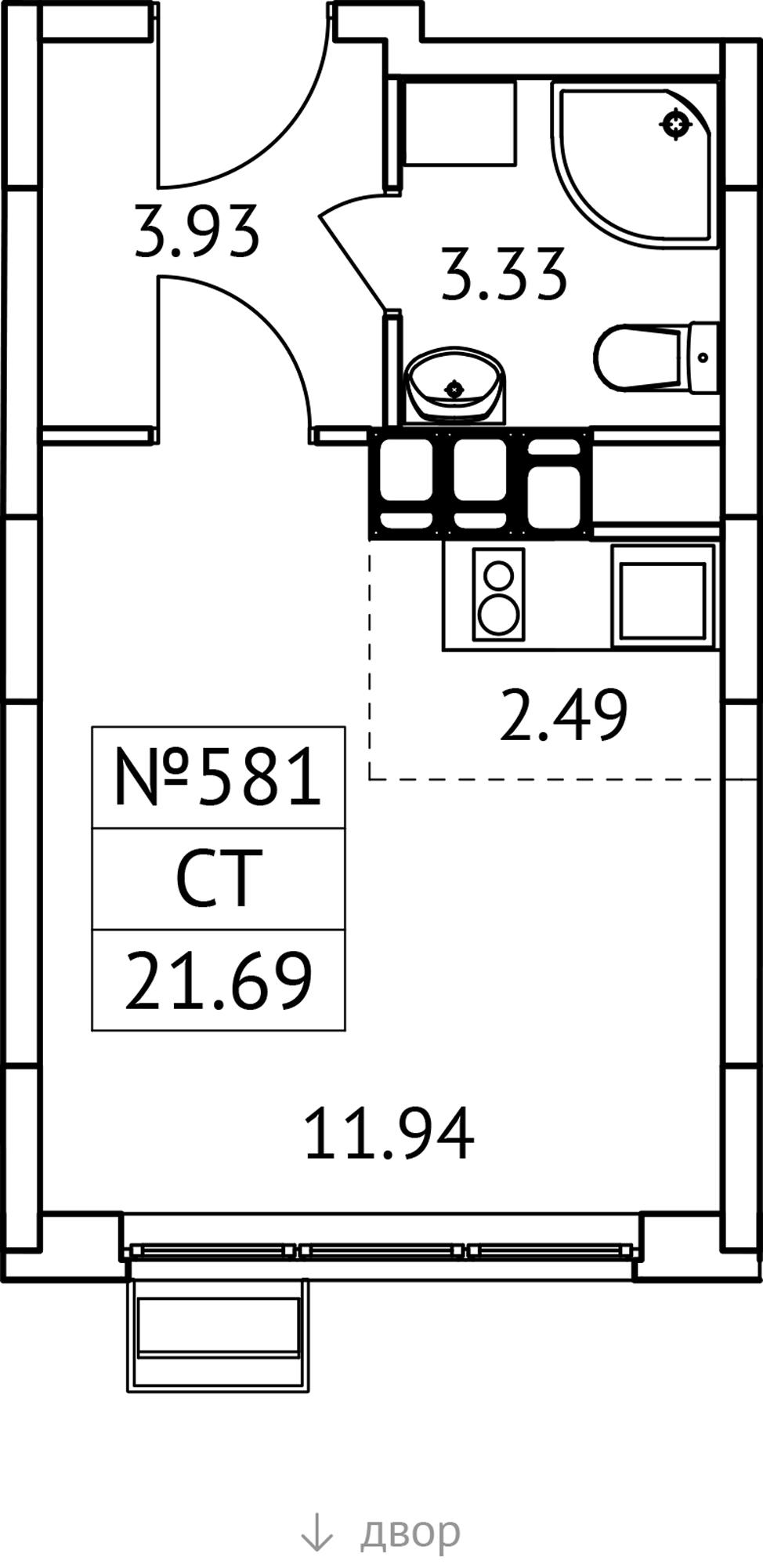 Студия 21 м2 в ЖК Новотомилино корпус null этаж 11