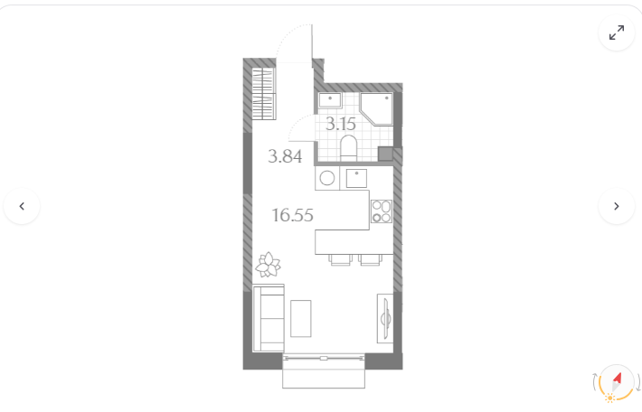 Студия 23.6 м2 в ЖК undefined корпус null этаж 3