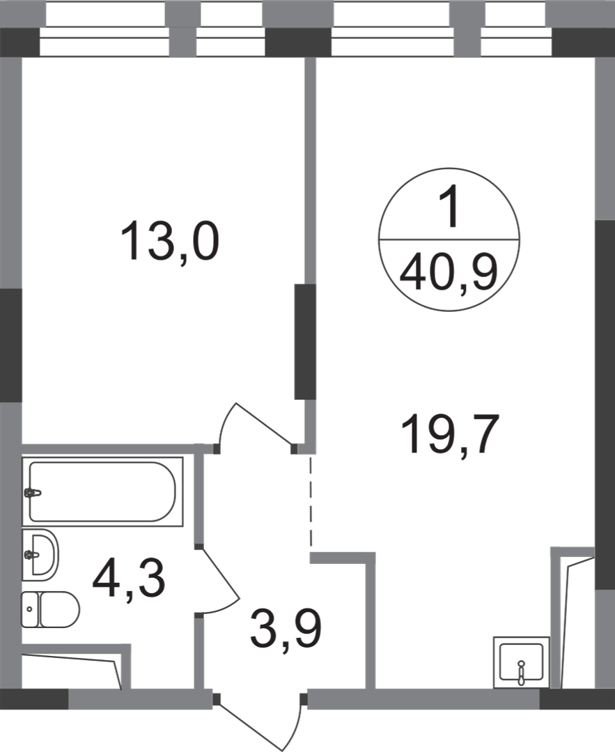 1-комнатная 40 м2 в ЖК Первый Московский корпус null этаж 6