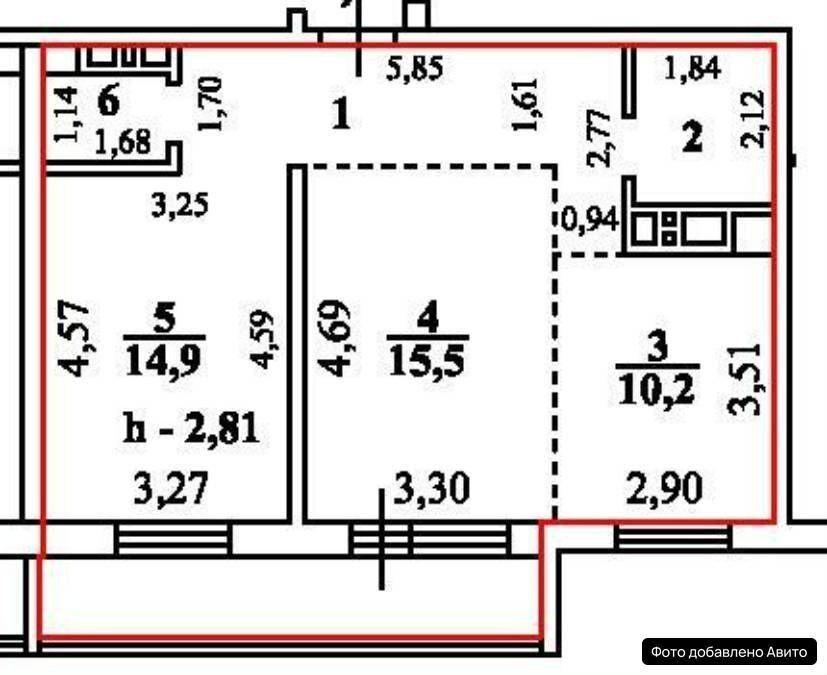 2-комнатная 56.9 м2 в ЖК undefined корпус null этаж 16