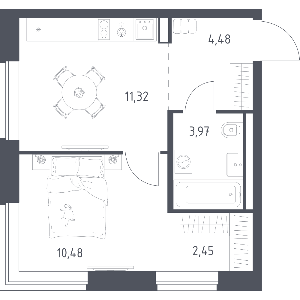 1-комнатная 32 м2 в ЖК Литературный Квартал корпус null этаж 9
