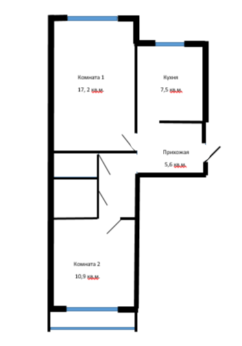 2-комнатная 49.3 м2 в ЖК undefined корпус null этаж 9