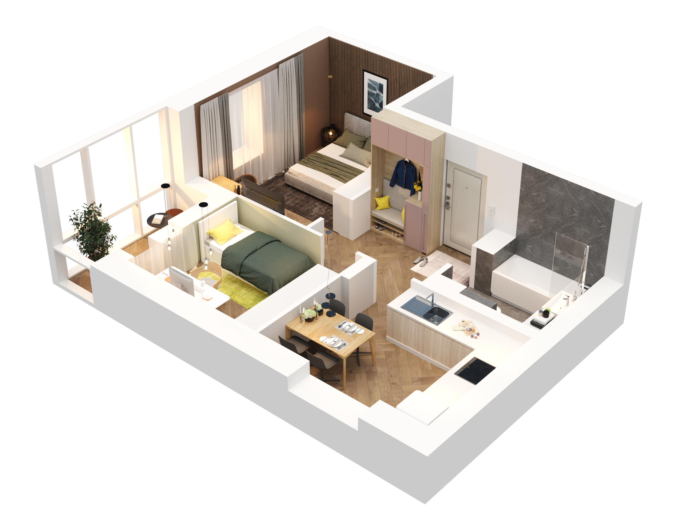 2-комнатная 46 м2 в ЖК Статный корпус null этаж 4