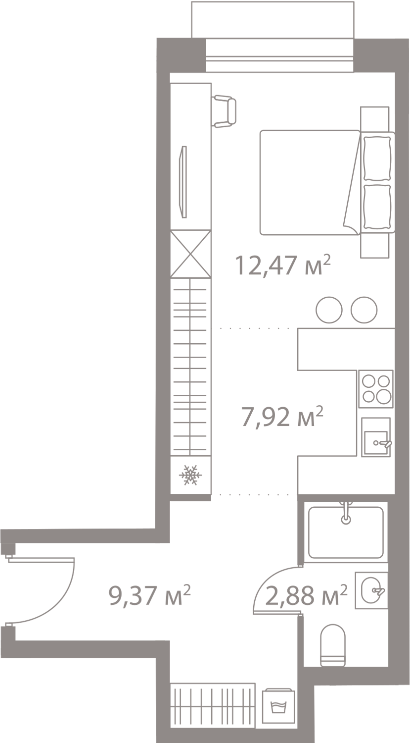 Студия 35 м2 в ЖК ЛАЙФ-Варшавская корпус null этаж 8
