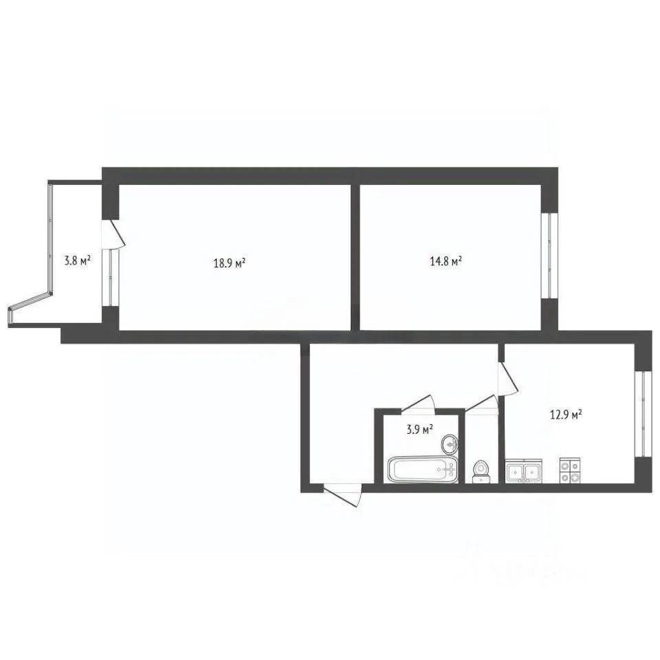 2-комнатная 56.7 м2 в ЖК undefined корпус null этаж 3