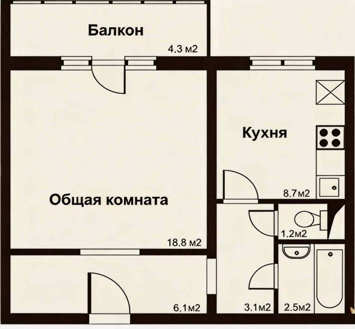 1-комнатная 40 м2 в ЖК undefined корпус null этаж 8