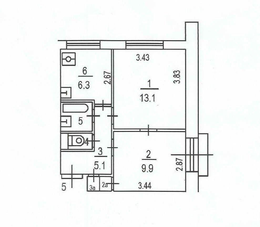 2-комнатная 38 м2 в ЖК undefined корпус null этаж 1