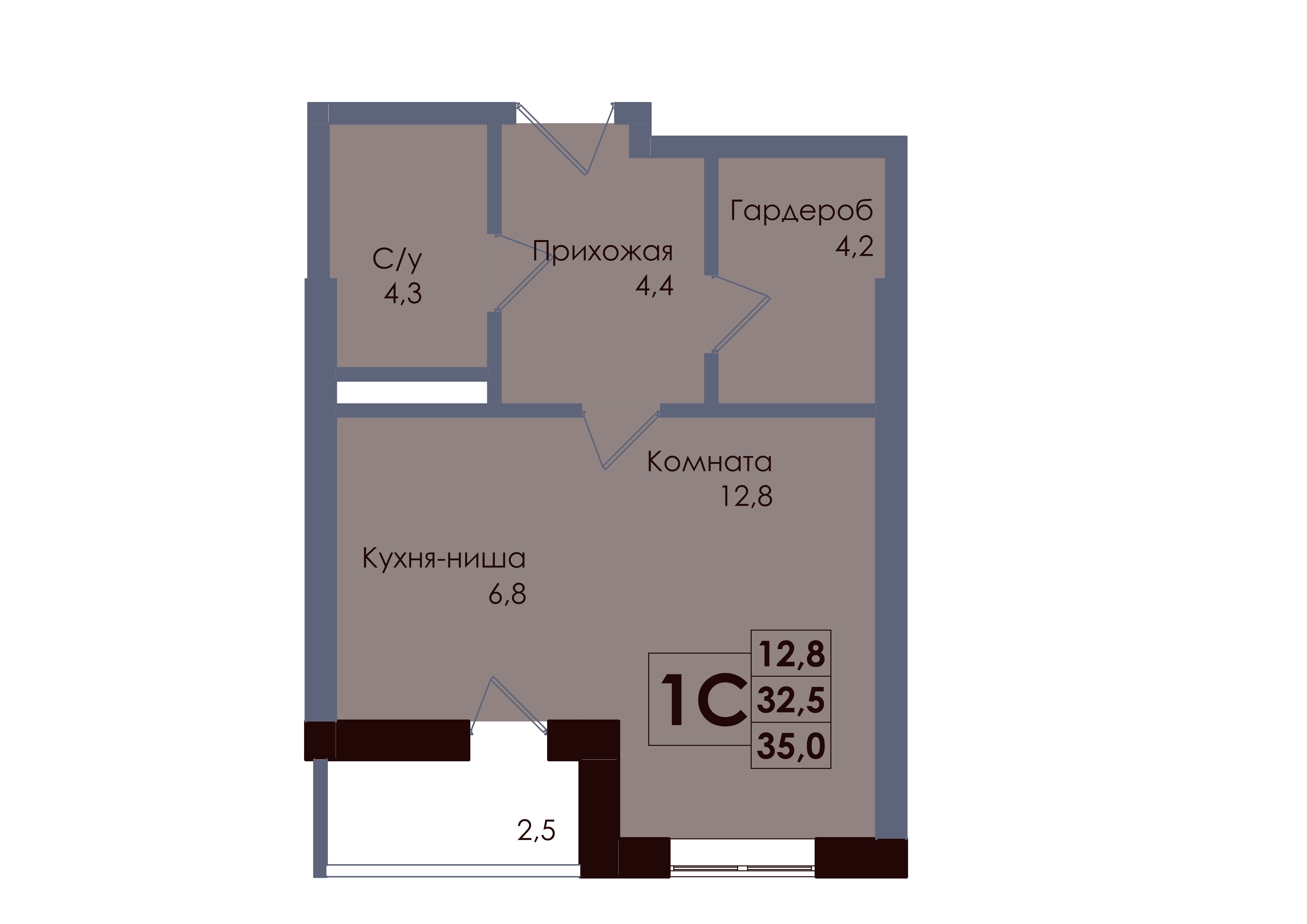 Студия 33 м2 в ЖК Академия корпус null этаж 4
