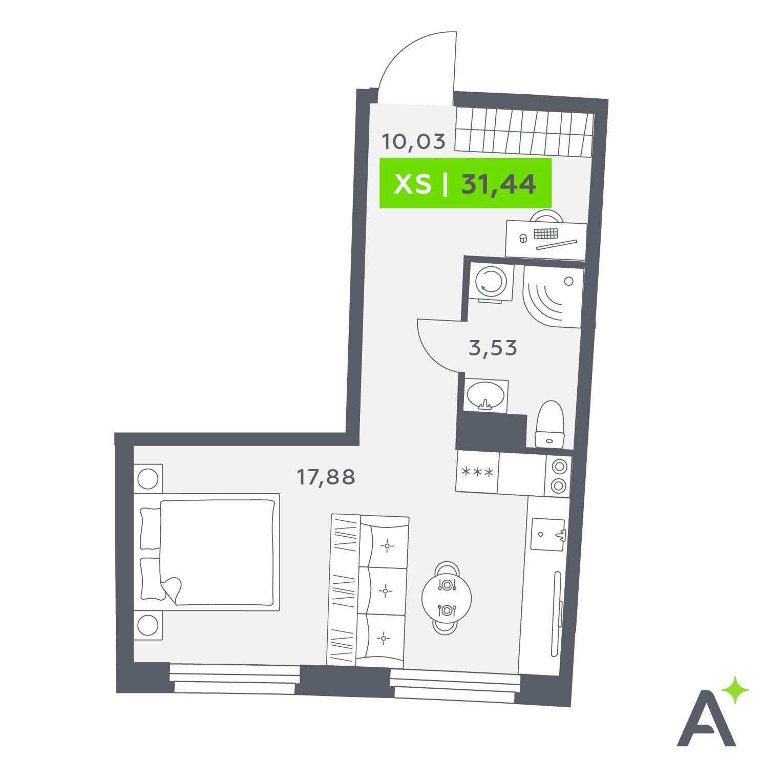 Студия 31 м2 в ЖК Аквилон Рива корпус null этаж 6
