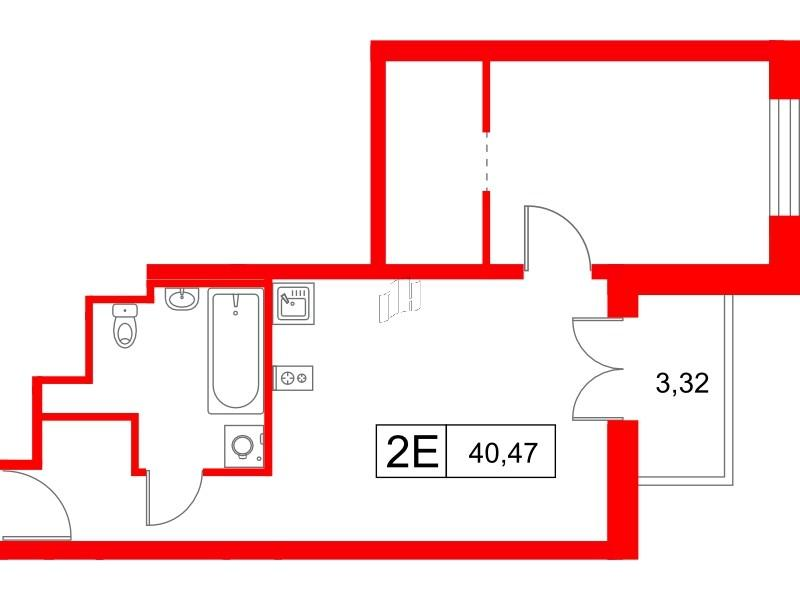 1-комнатная 40 м2 в ЖК Saan корпус null этаж 8
