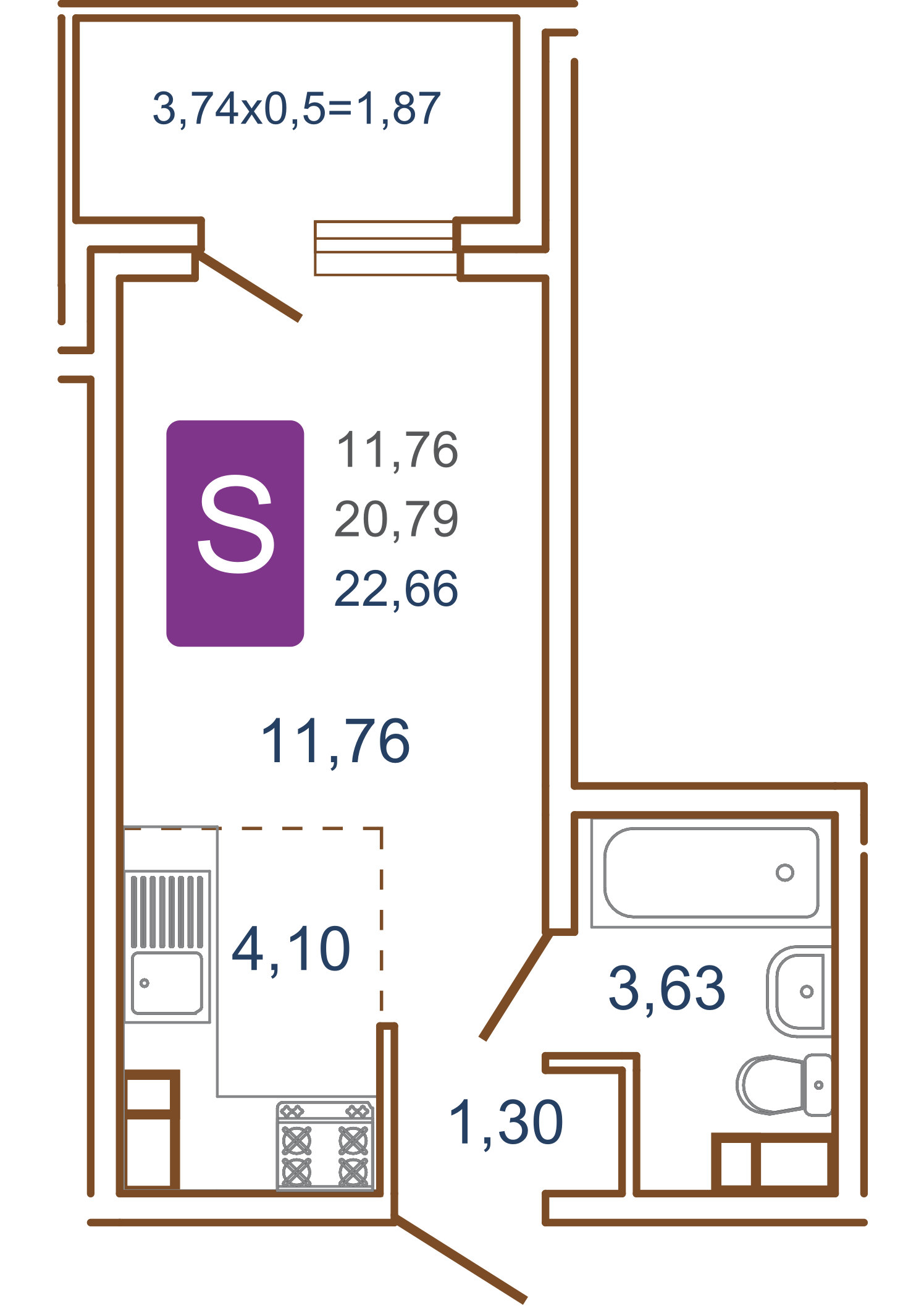 Студия 22 м2 в ЖК Хорошая погода корпус null этаж 13