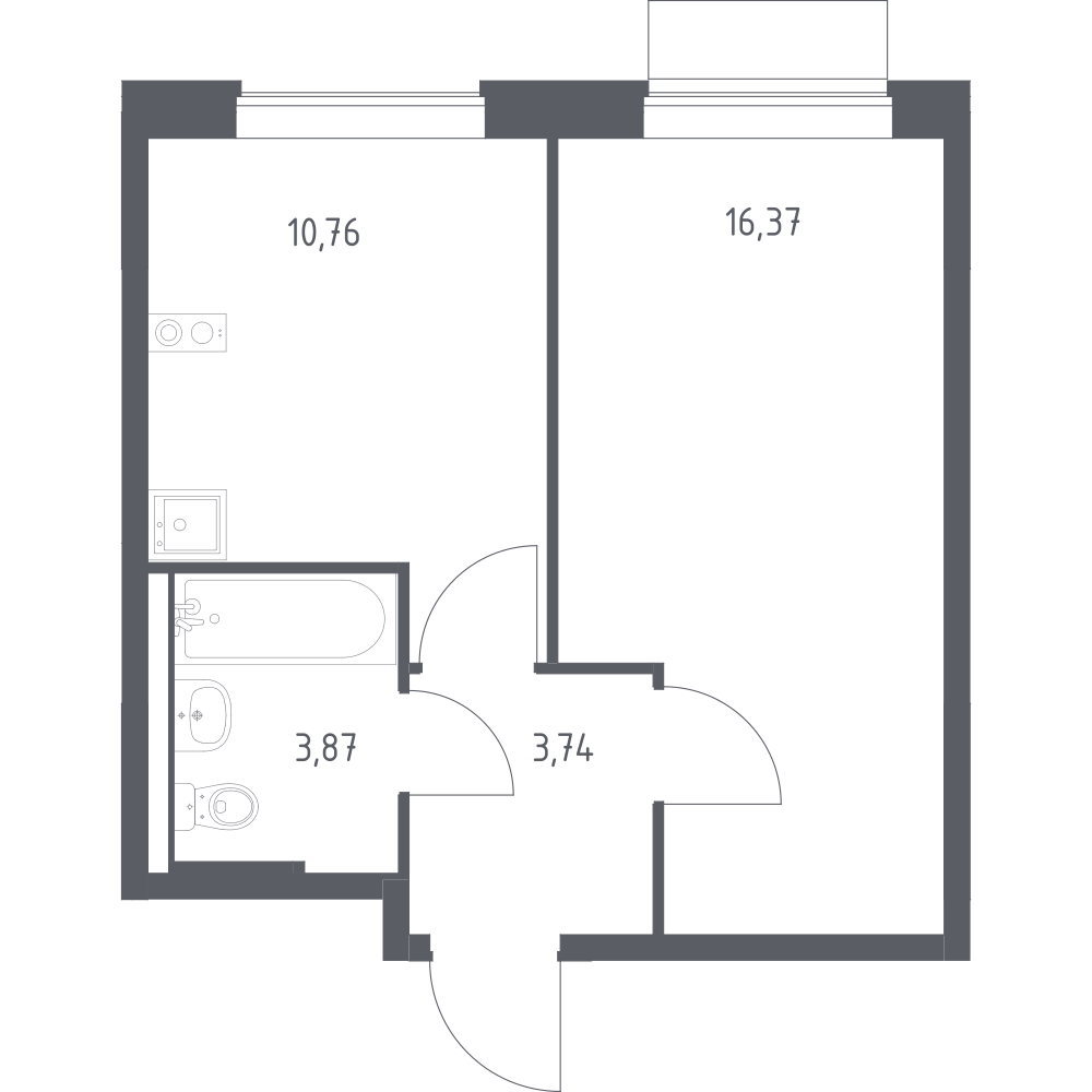 1-комнатная 33 м2 в ЖК Новое Внуково корпус null этаж 2