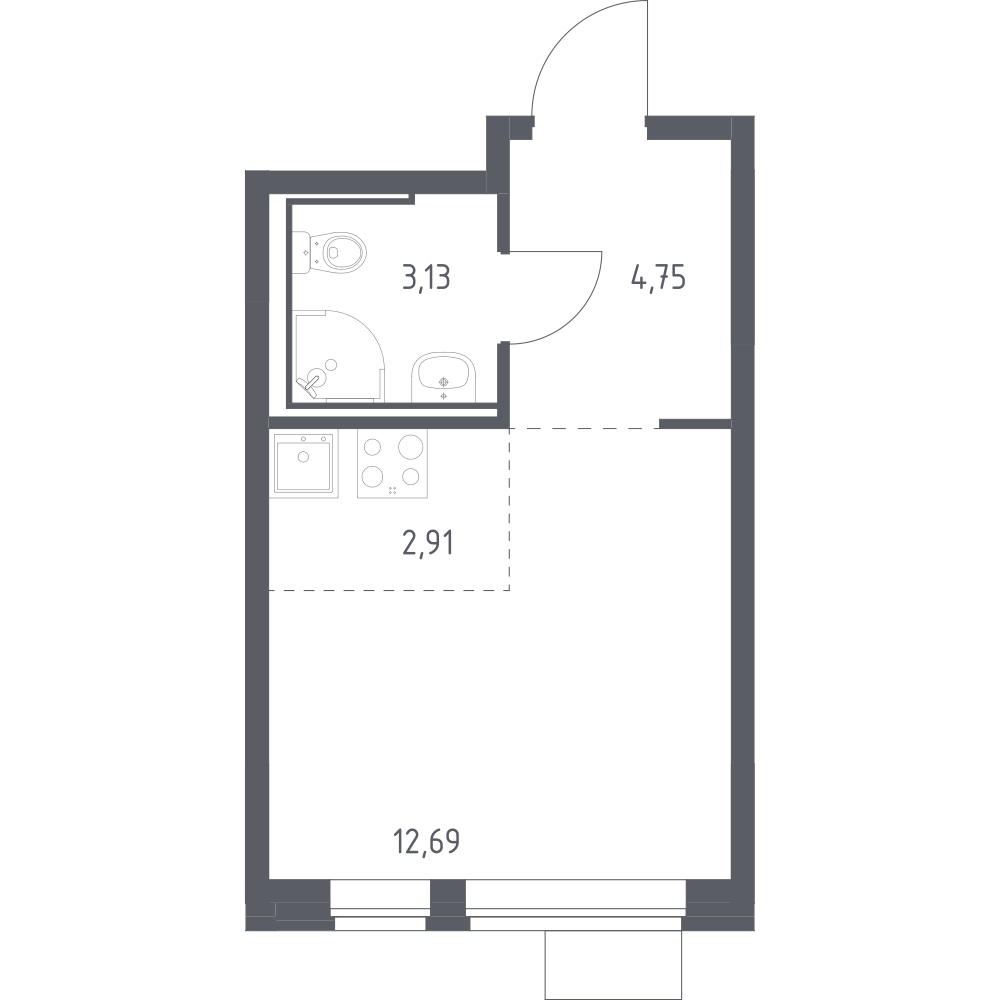 Студия 23 м2 в ЖК Молжаниново корпус null этаж 5