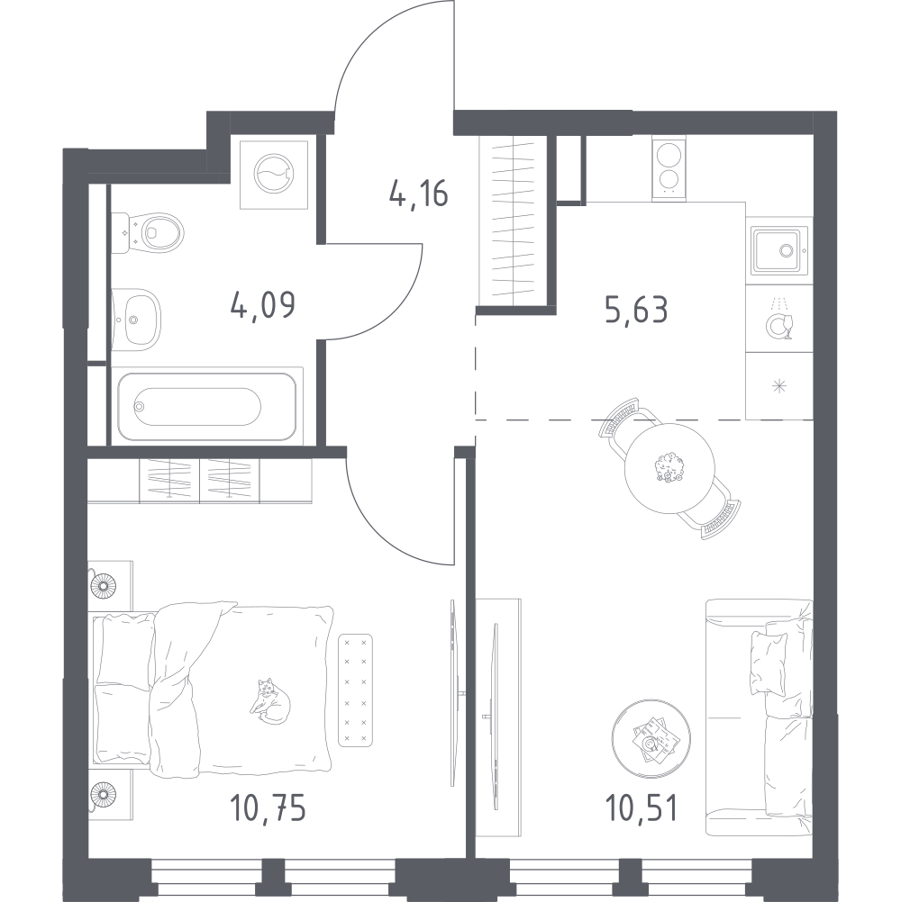 Студия 35 м2 в ЖК Космический Квартал корпус null этаж 3