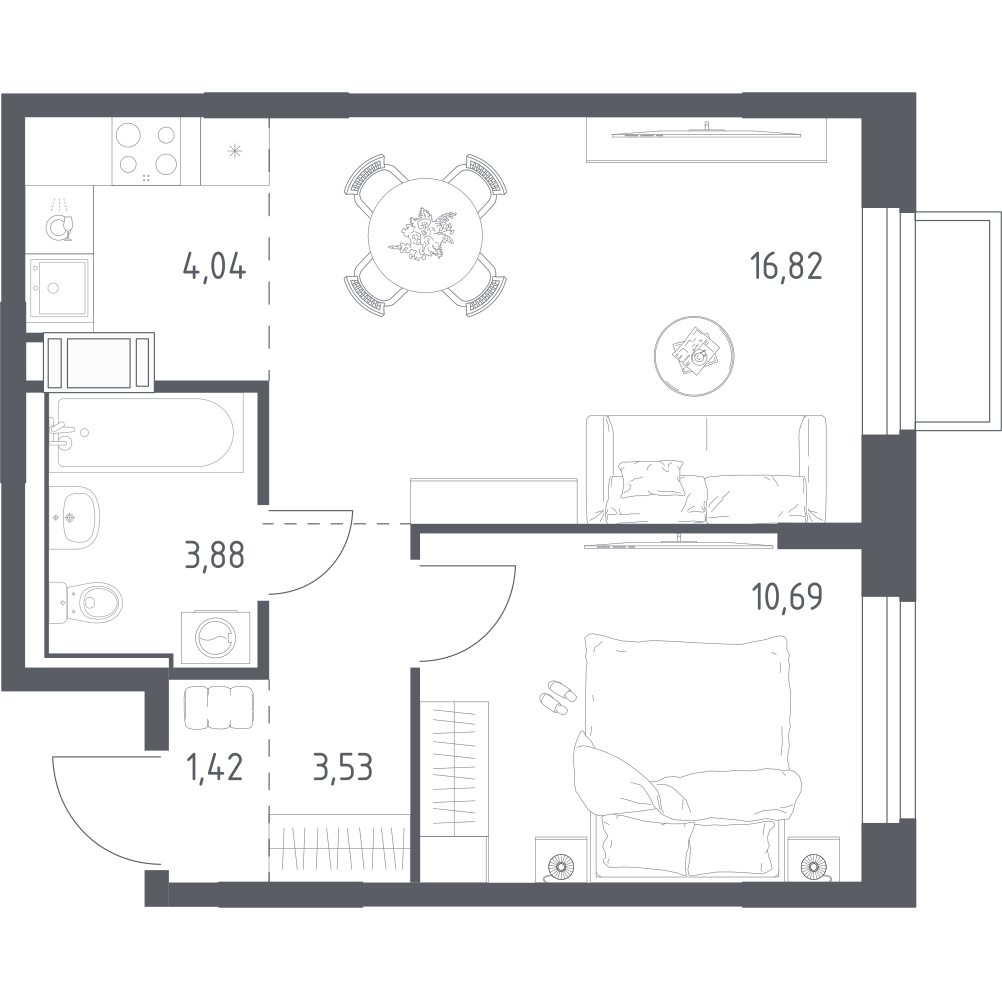 Студия 40 м2 в ЖК Томилино Парк корпус null этаж 6