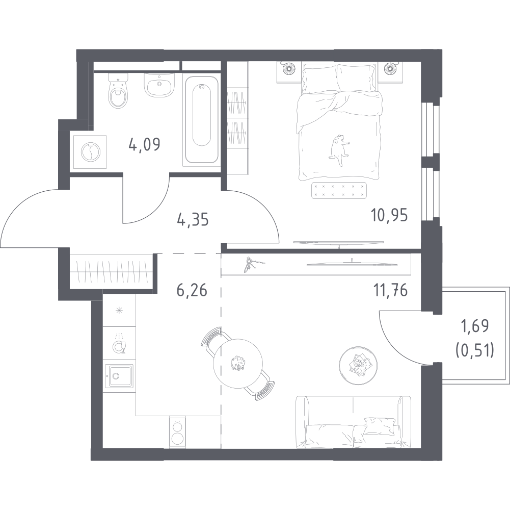Студия 37 м2 в ЖК Космический Квартал корпус null этаж 8