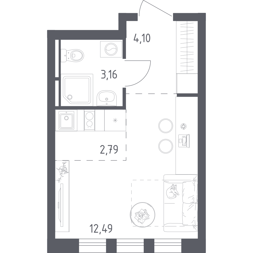 Студия 22 м2 в ЖК Остафьево корпус null этаж 3