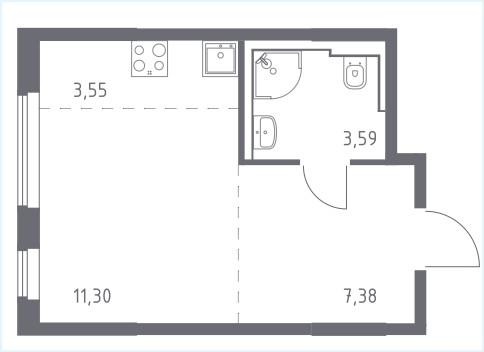 Студия 26.8 м2 в ЖК undefined корпус null этаж 7