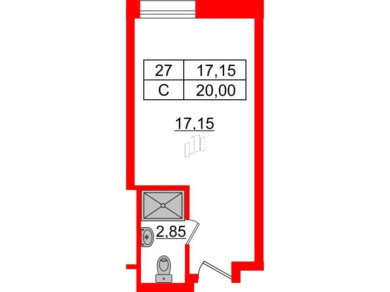 Студия 20 м2 в ЖК Well корпус null этаж 4