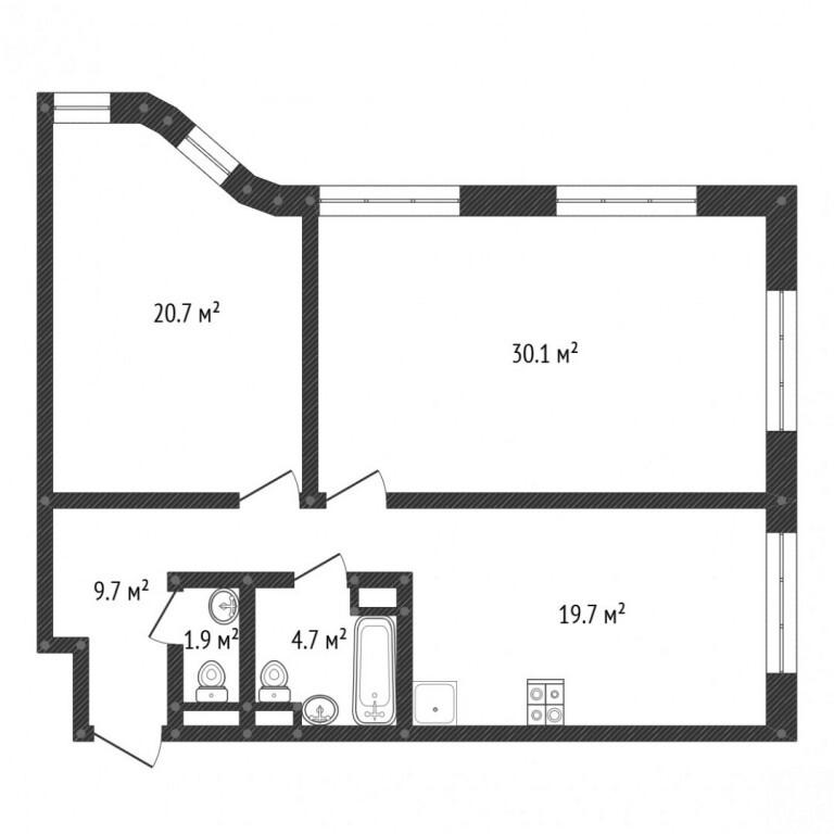 2-комнатная 86.8 м2 в ЖК undefined корпус null этаж 5