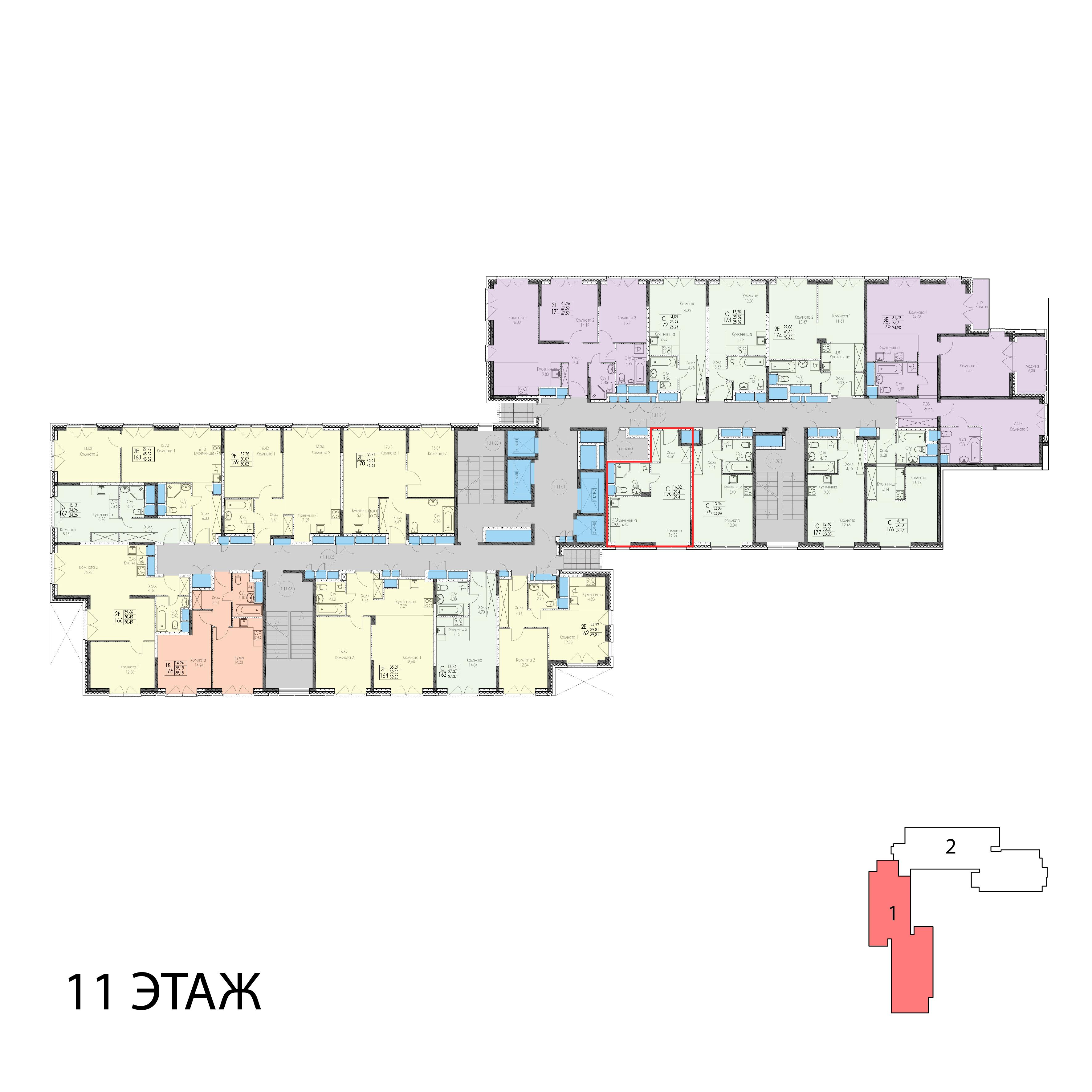 Студия 29 м2 в ЖК ЭвоПарк Сокольники корпус null этаж 11