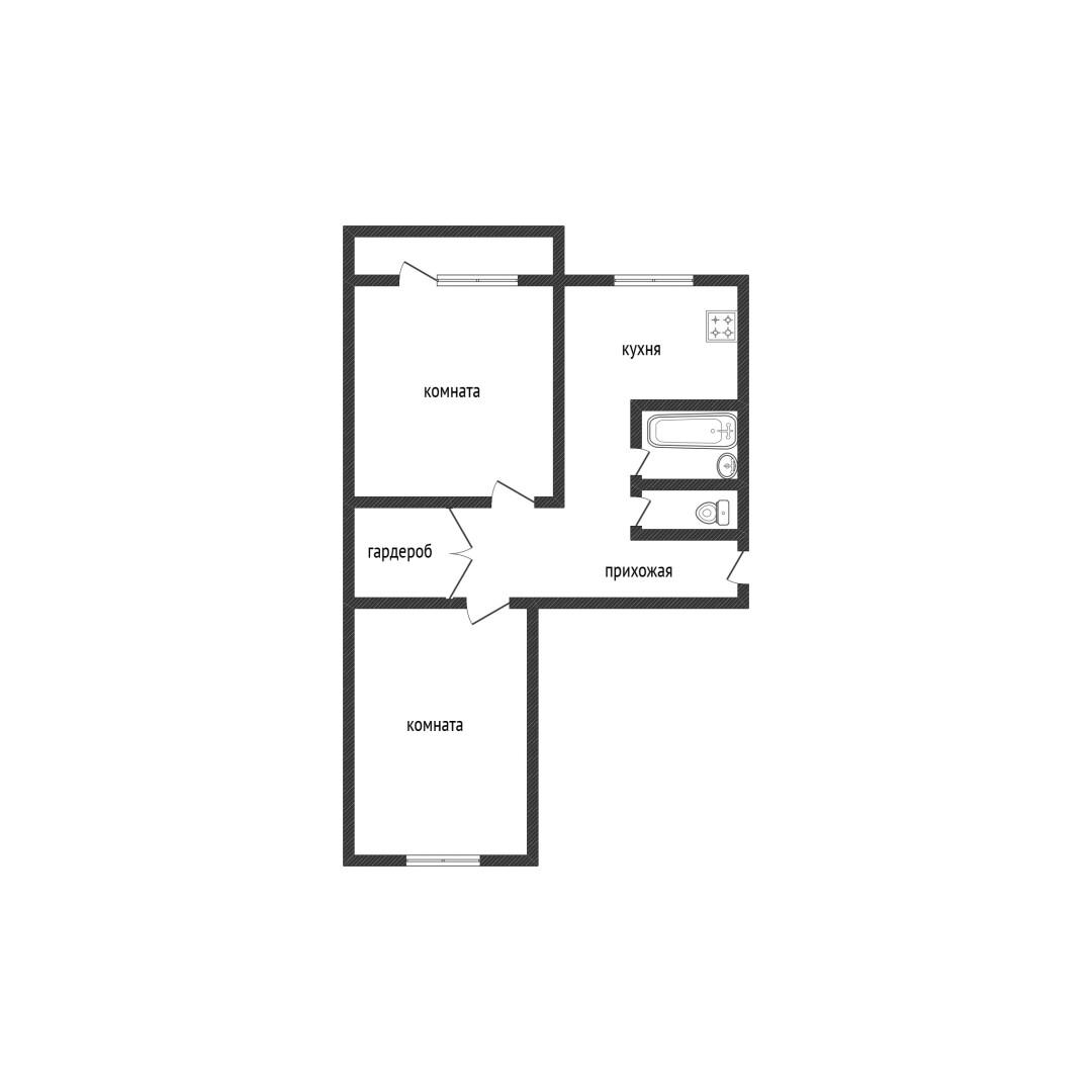 2-комнатная 43 м2 в ЖК undefined корпус null этаж 3