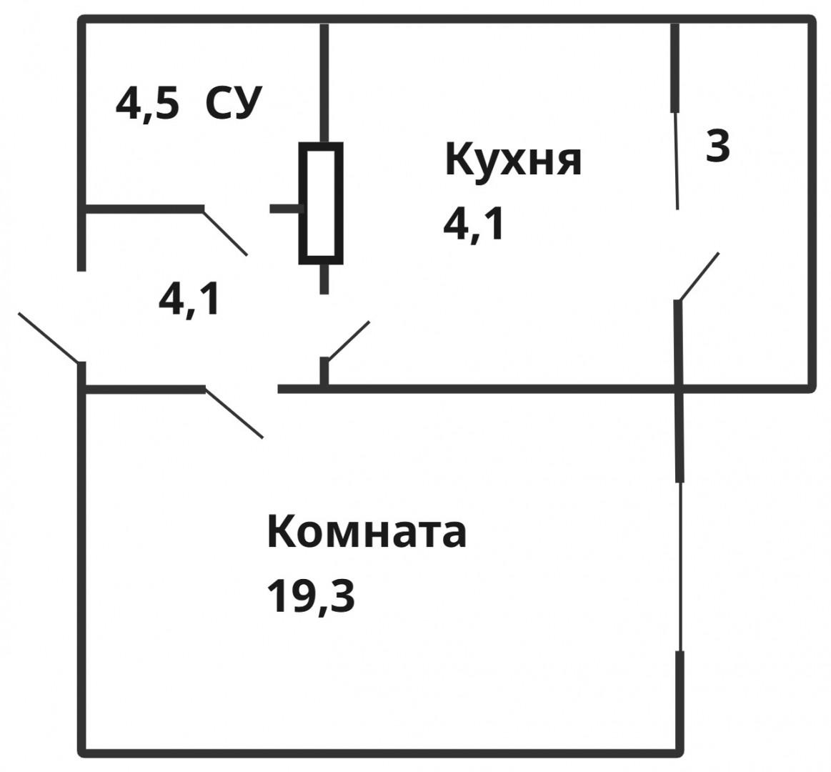 1-комнатная 38.1 м2 в ЖК undefined корпус null этаж 1