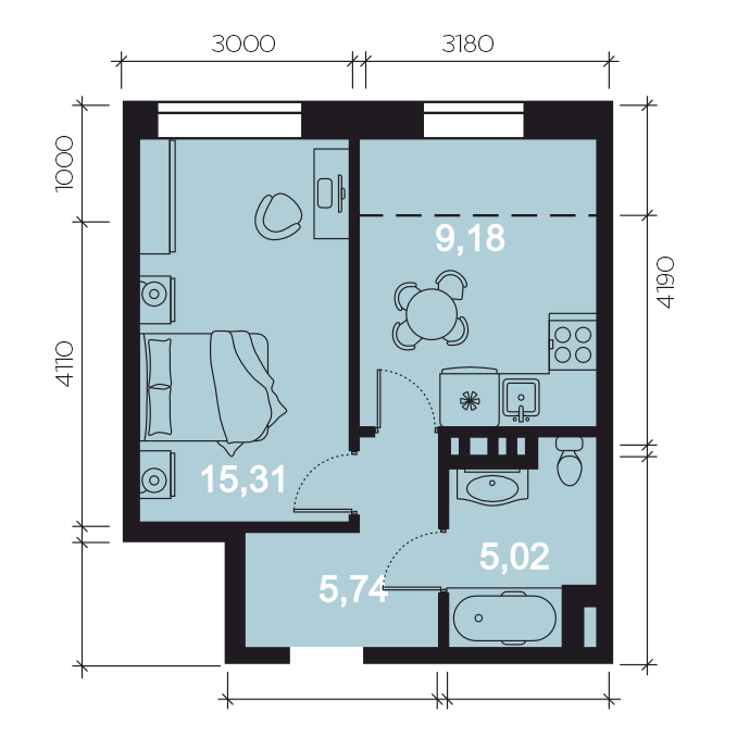 1-комнатная 38 м2 в ЖК Клубный дом Риверанг корпус null этаж 8