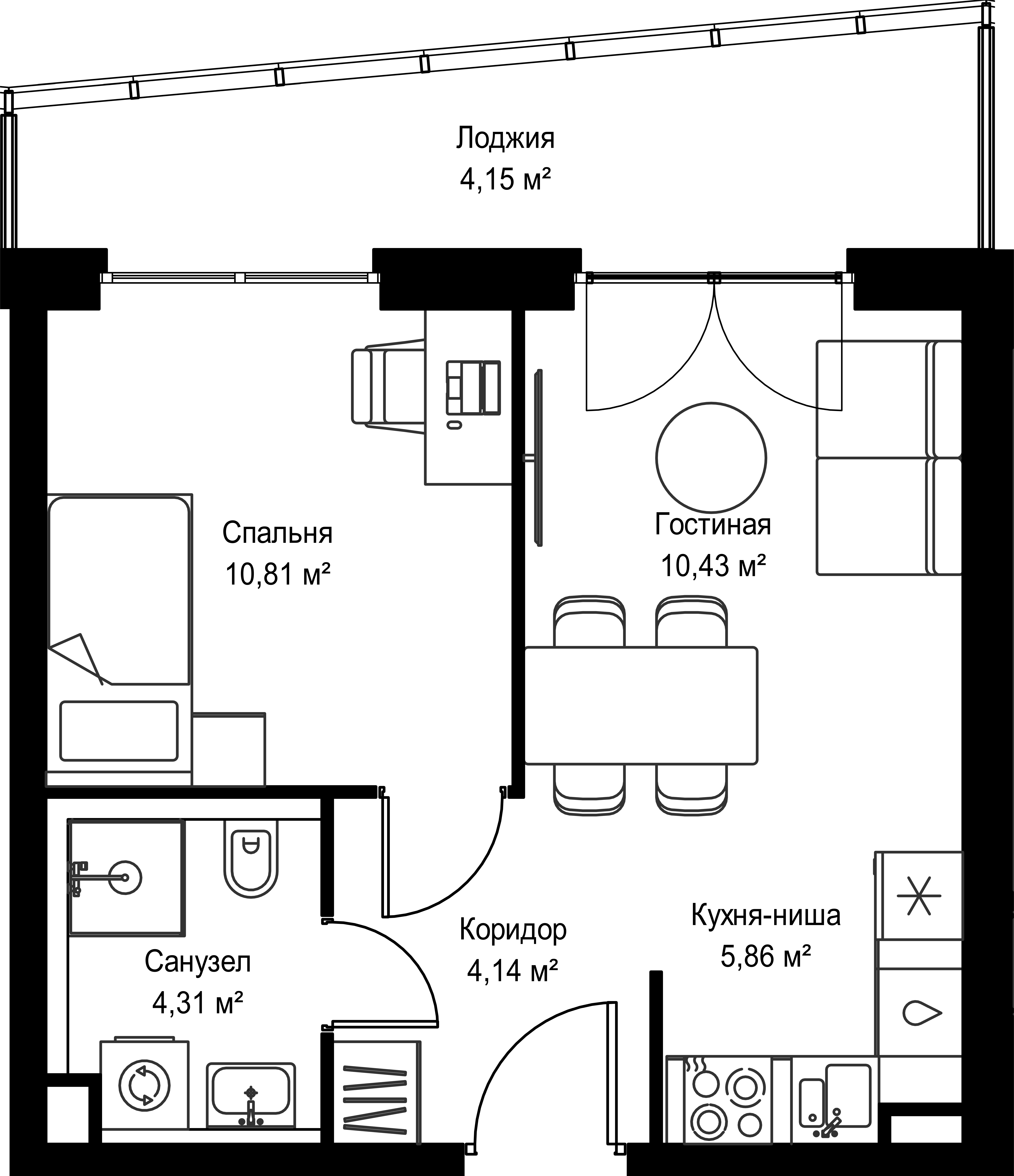 1-комнатная 39 м2 в ЖК Селигер Сити корпус null этаж 28