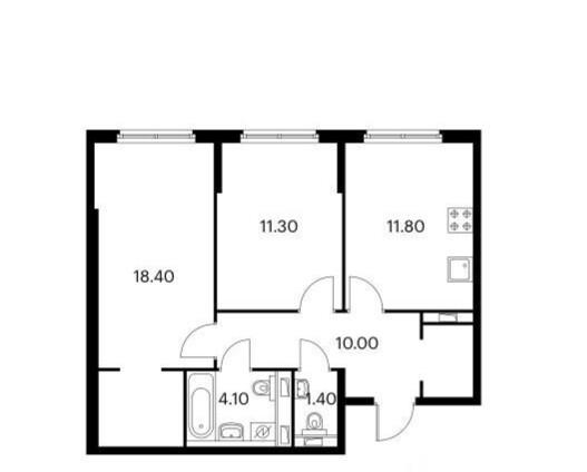 2-комнатная 57 м2 в ЖК undefined корпус null этаж 1