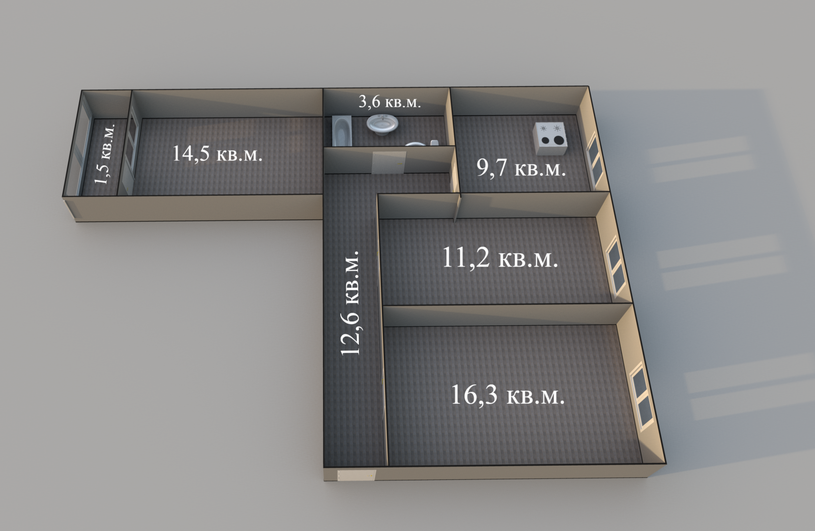 3-комнатная 67.9 м2 в ЖК undefined корпус null этаж 1
