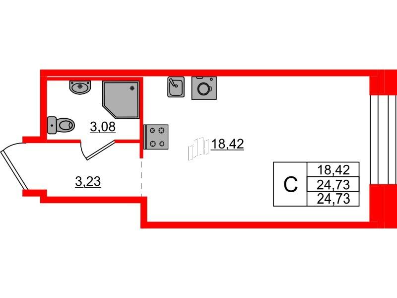 Студия 24 м2 в ЖК Avant корпус null этаж 1