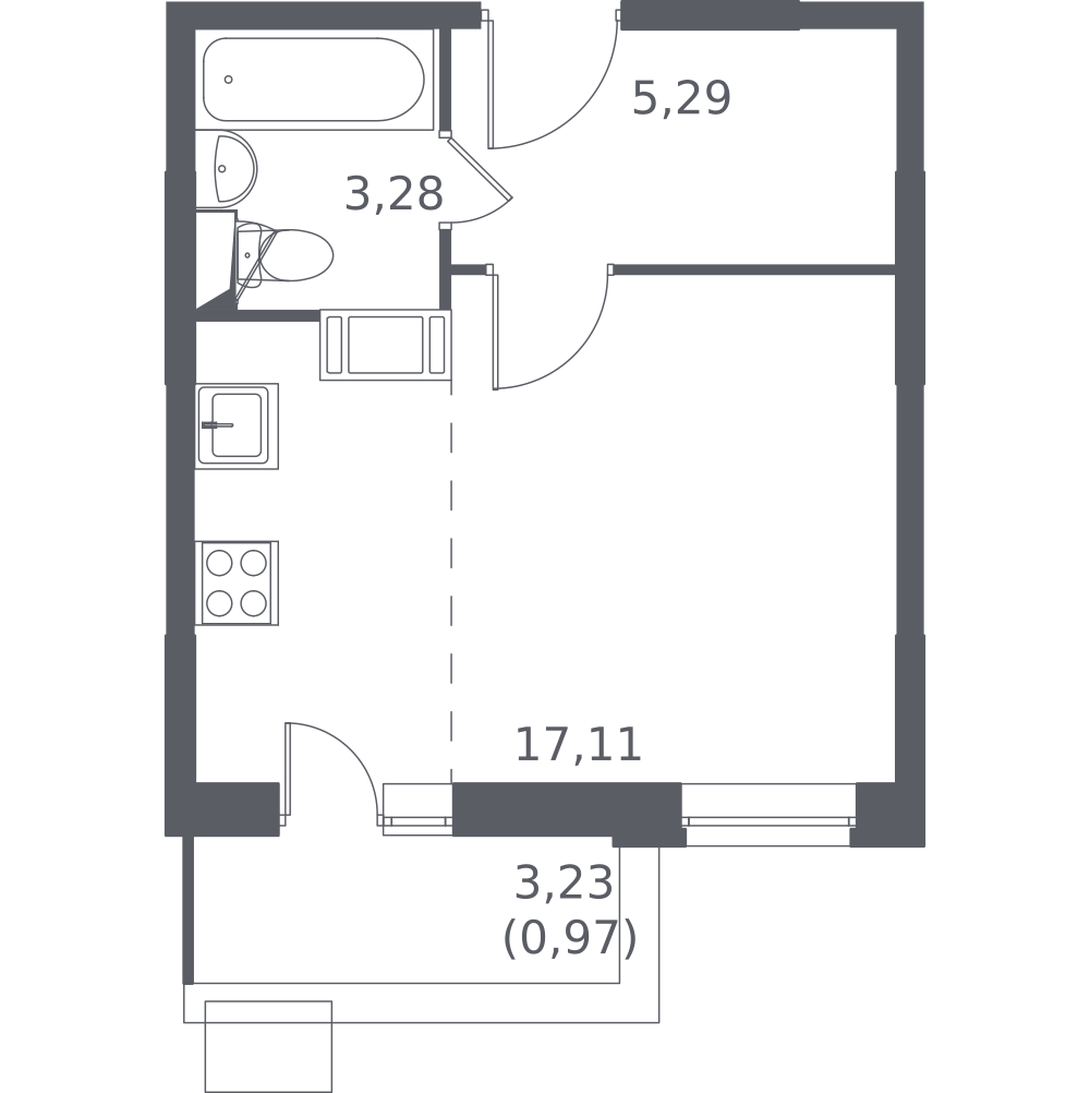 Студия 26 м2 в ЖК Томилино Парк корпус null этаж 15