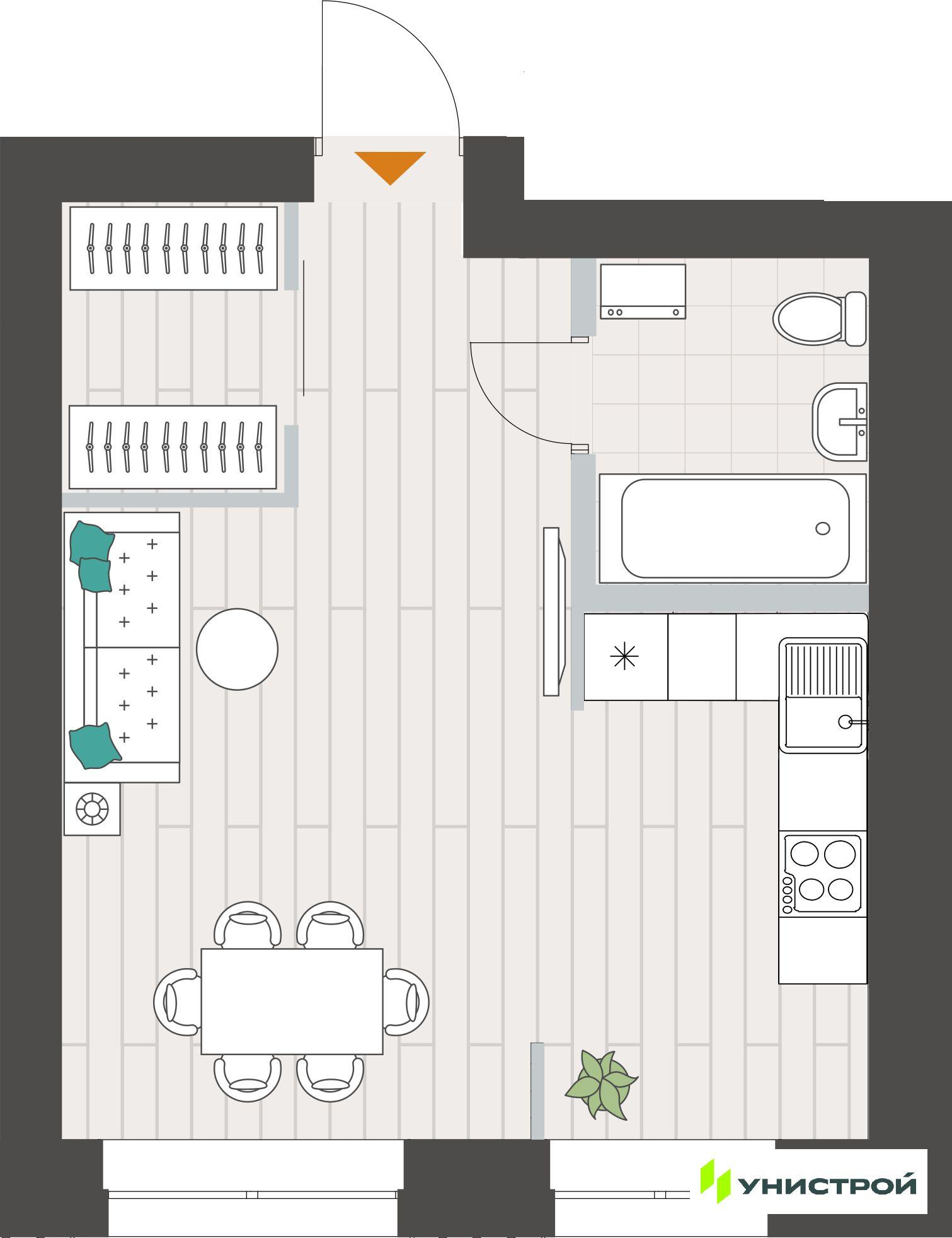 Студия 31 м2 в ЖК Аквамарин корпус null этаж 4