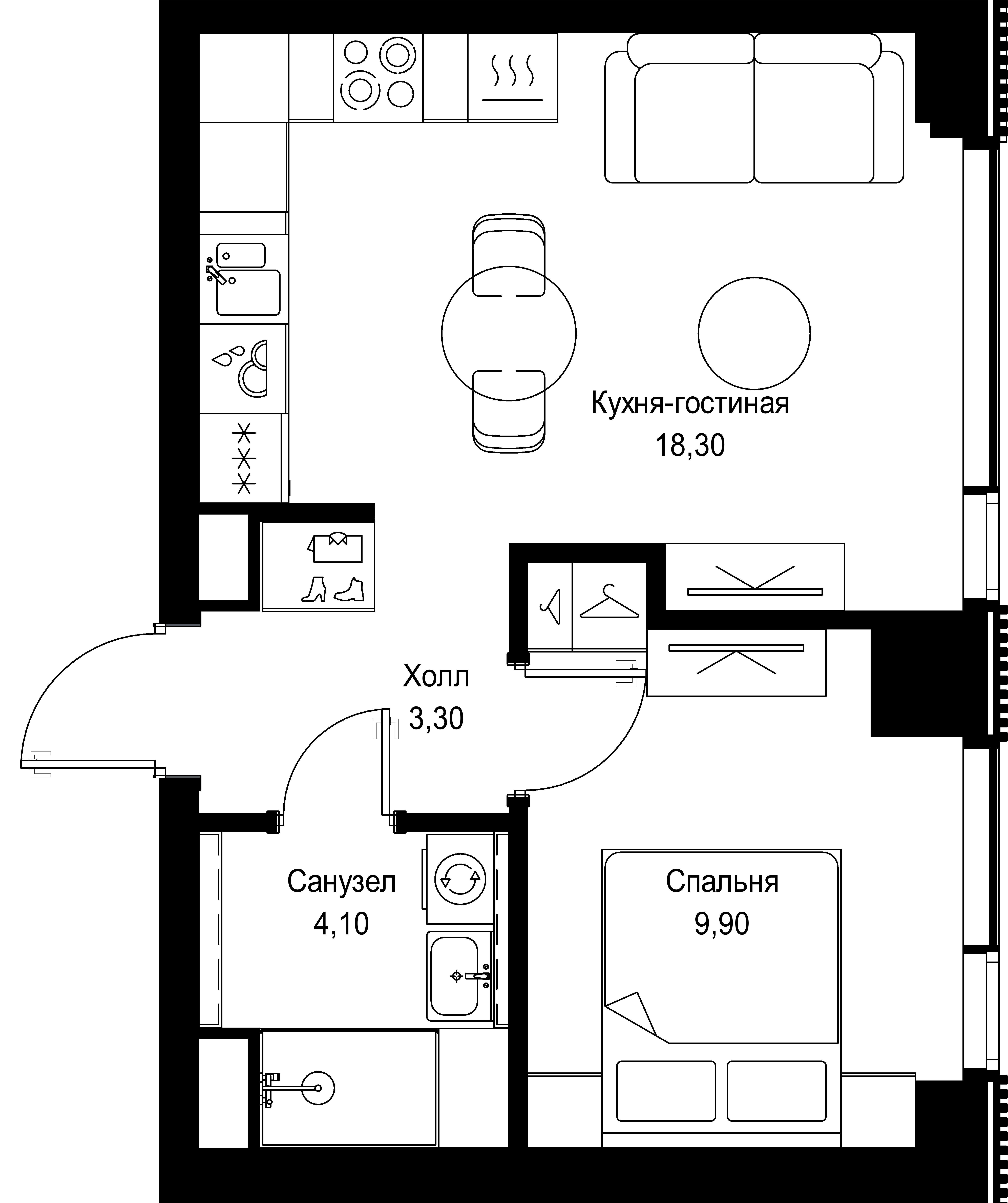 2-комнатная 70 м2 в ЖК СИТИДЗЕН корпус null этаж 5