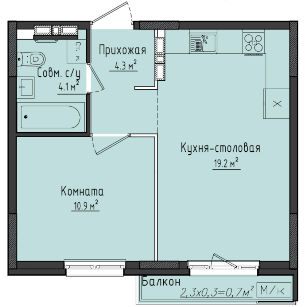 1-комнатная 39 м2 в ЖК Город оружейников корпус null этаж 8